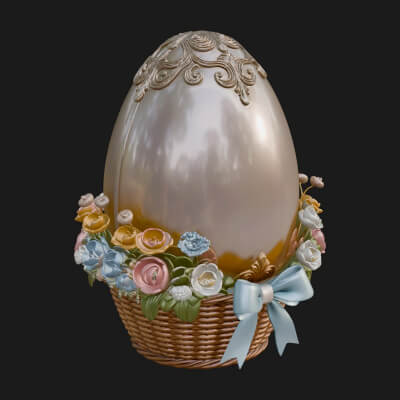 Easter Egg in Basket Ornament Design 1 3D Print Model