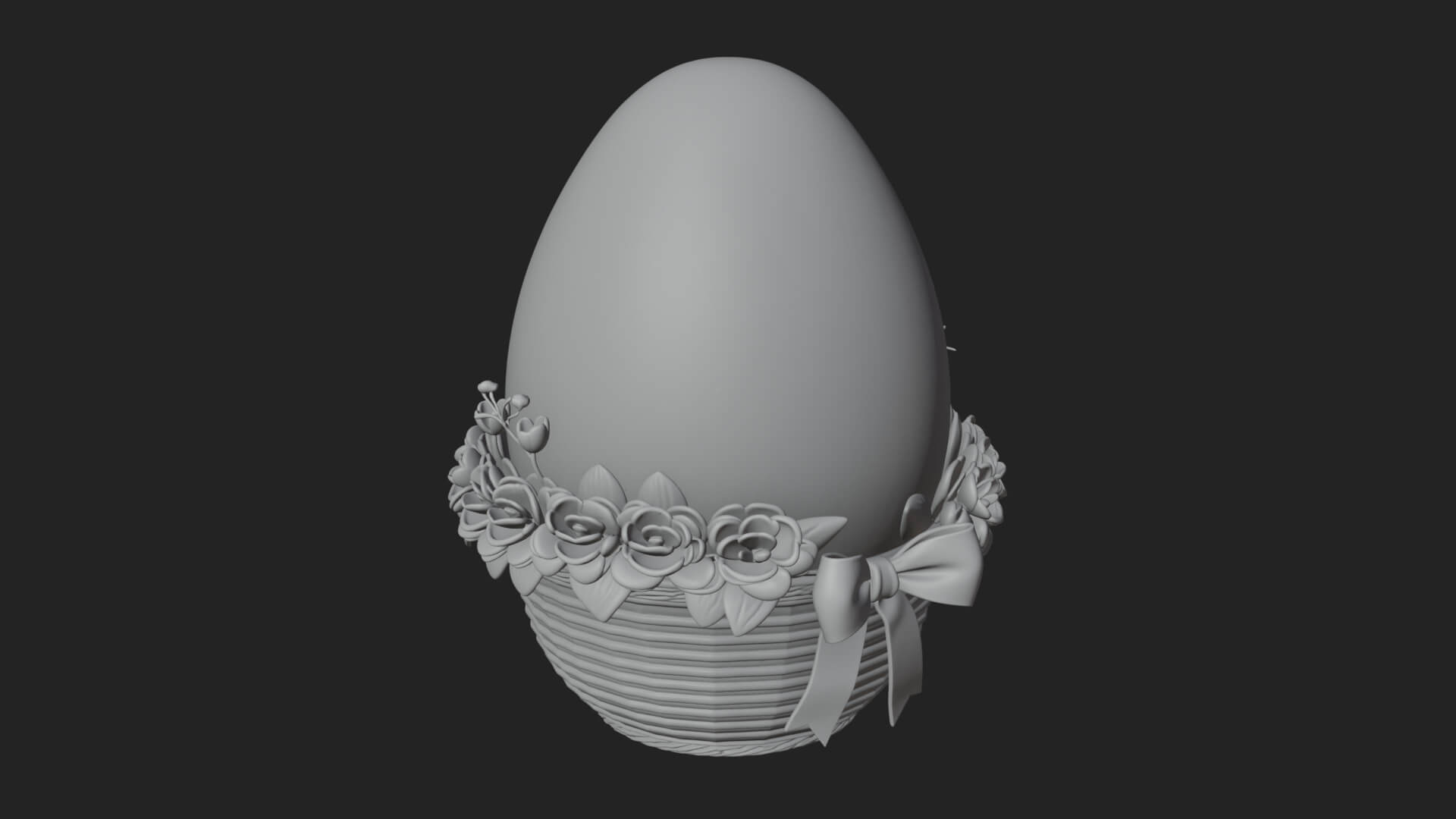 Easter Egg in Basket Ornament Design 2 3D Print Model 3D Model