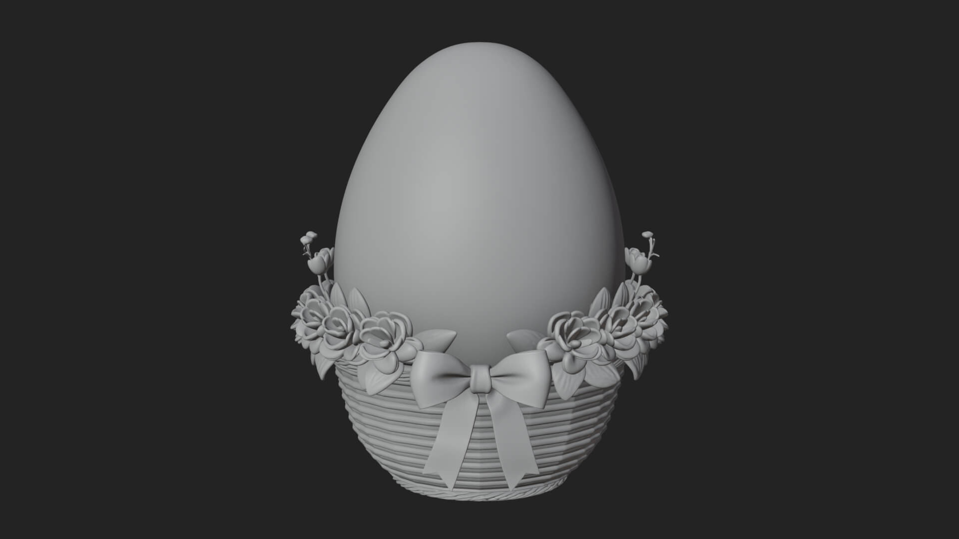 Easter Egg in Basket Ornament Design 2 3D Print Model 3D Model
