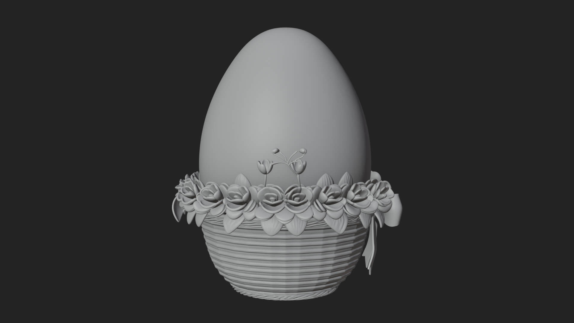 Easter Egg in Basket Ornament Design 2 3D Print Model 3D Model