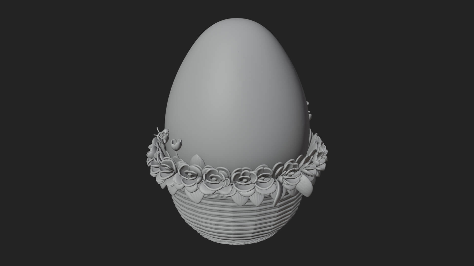 Easter Egg in Basket Ornament Design 2 3D Print Model 3D Model