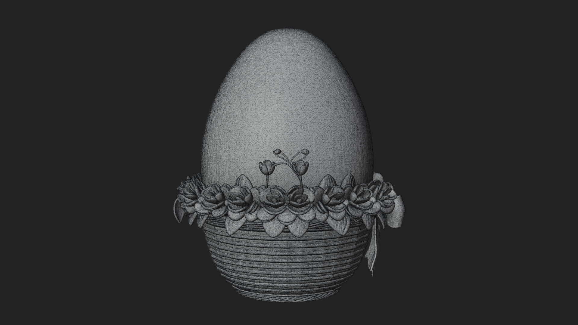 Easter Egg in Basket Ornament Design 2 3D Print Model 3D Model
