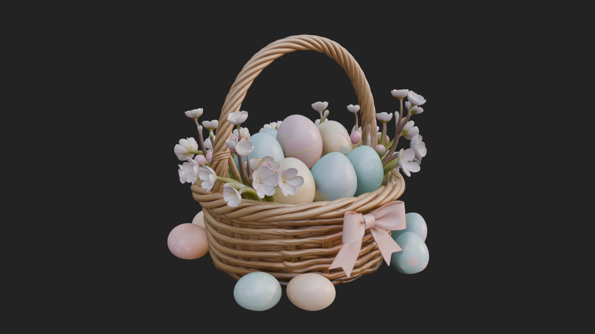 Easter Egg in Basket Ornament Design 3 3D Print Model 3D Model