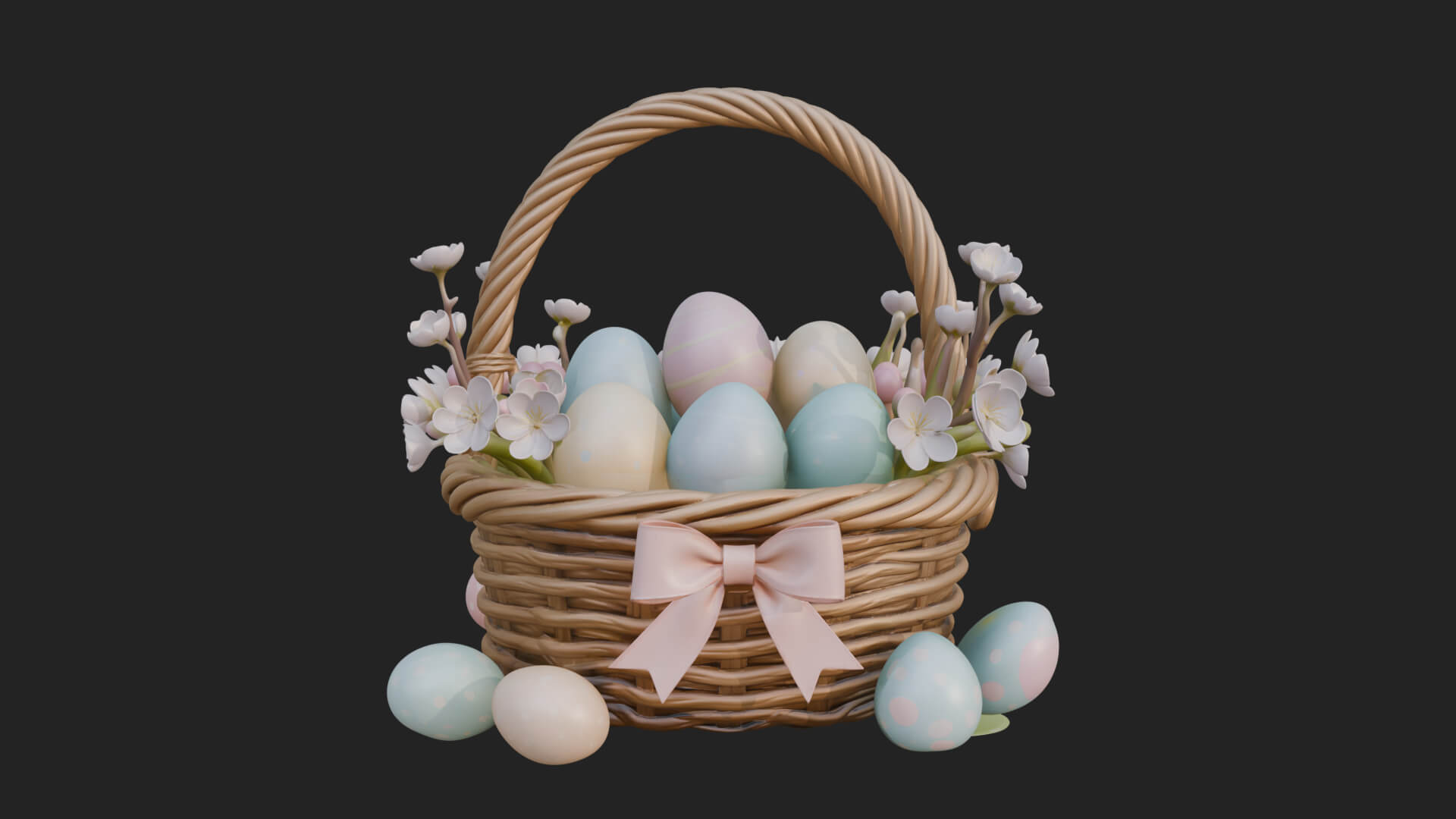 Easter Egg in Basket Ornament Design 3 3D Print Model 3D Model