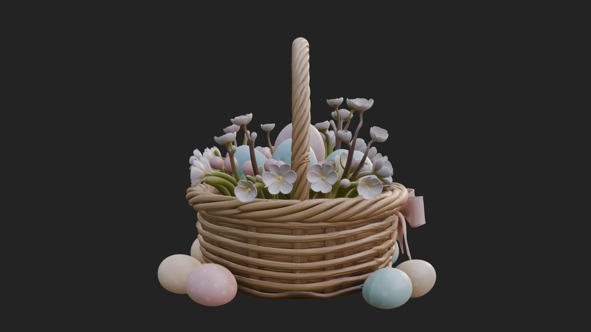 Easter Egg in Basket Ornament Design 3 3D Print Model 3D Model