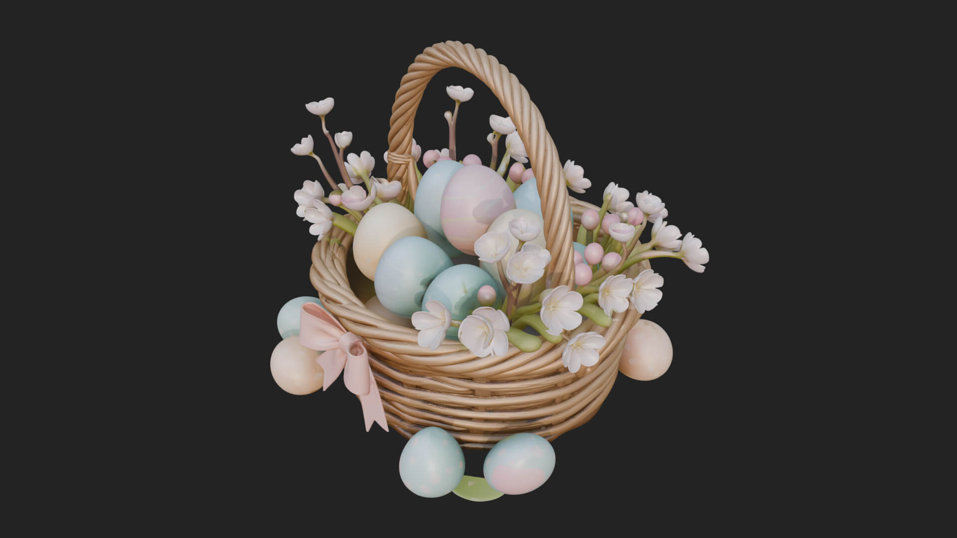 Easter Egg in Basket Ornament Design 3 3D Print Model 3D Model