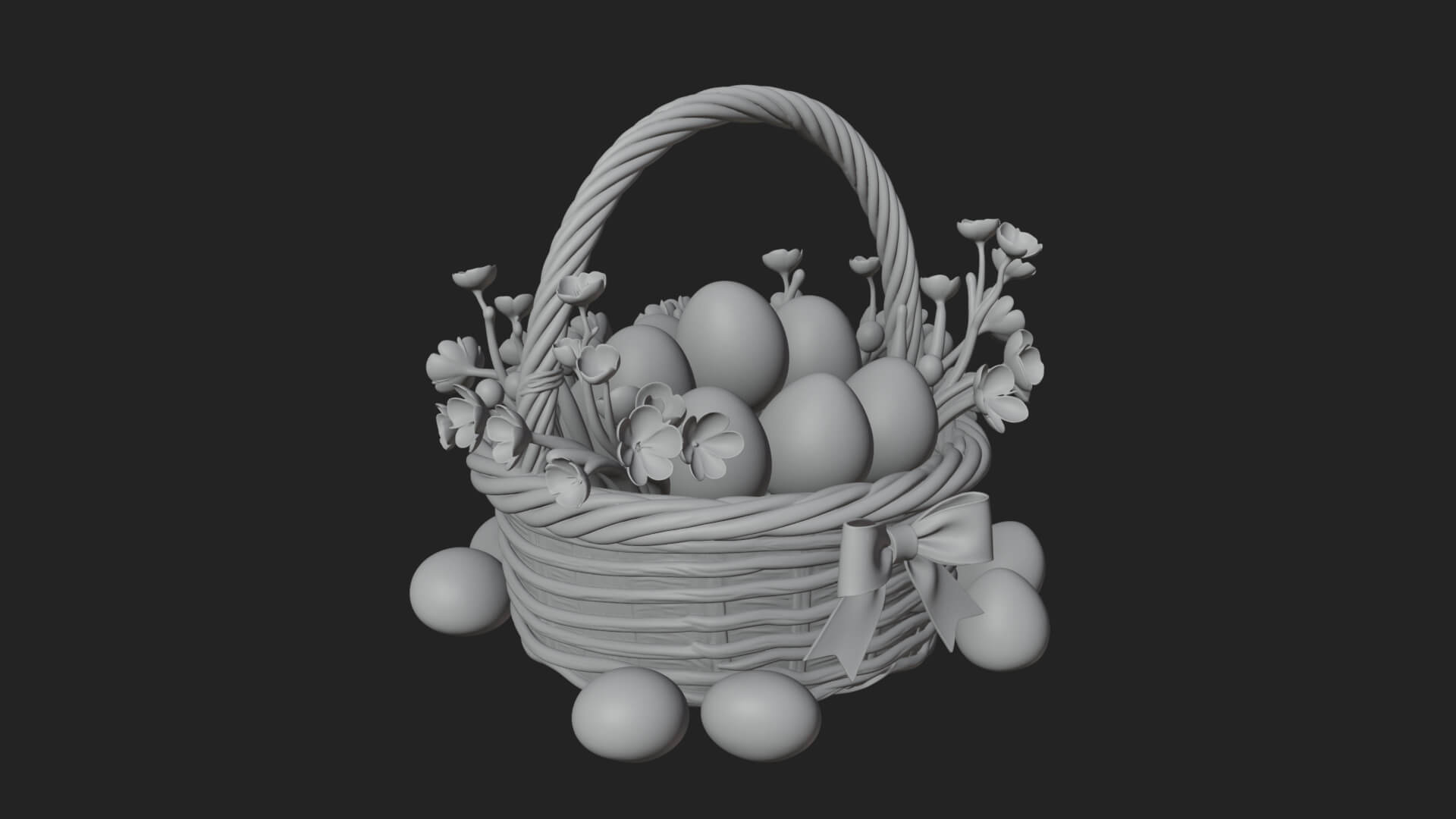 Easter Egg in Basket Ornament Design 3 3D Print Model 3D Model