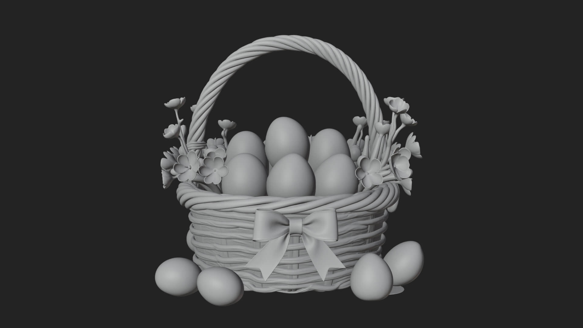 Easter Egg in Basket Ornament Design 3 3D Print Model 3D Model