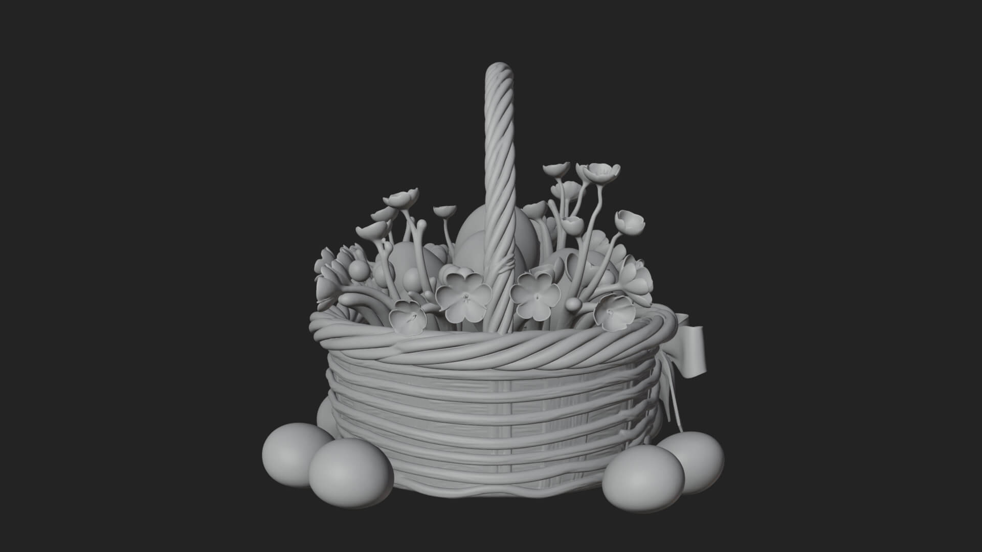 Easter Egg in Basket Ornament Design 3 3D Print Model 3D Model
