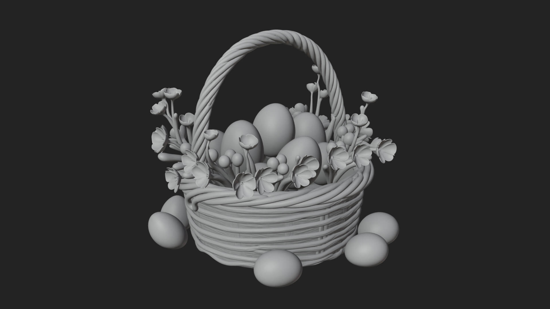 Easter Egg in Basket Ornament Design 3 3D Print Model 3D Model