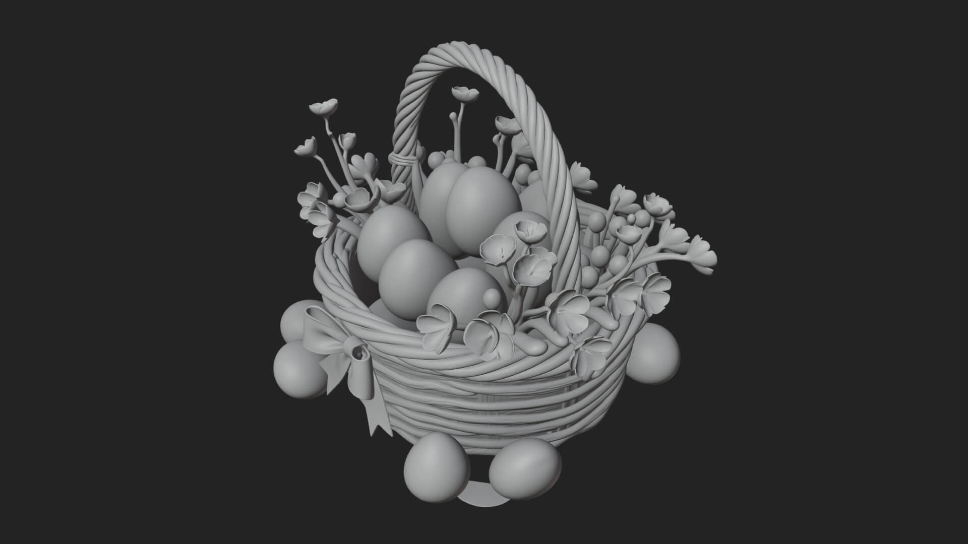 Easter Egg in Basket Ornament Design 3 3D Print Model 3D Model