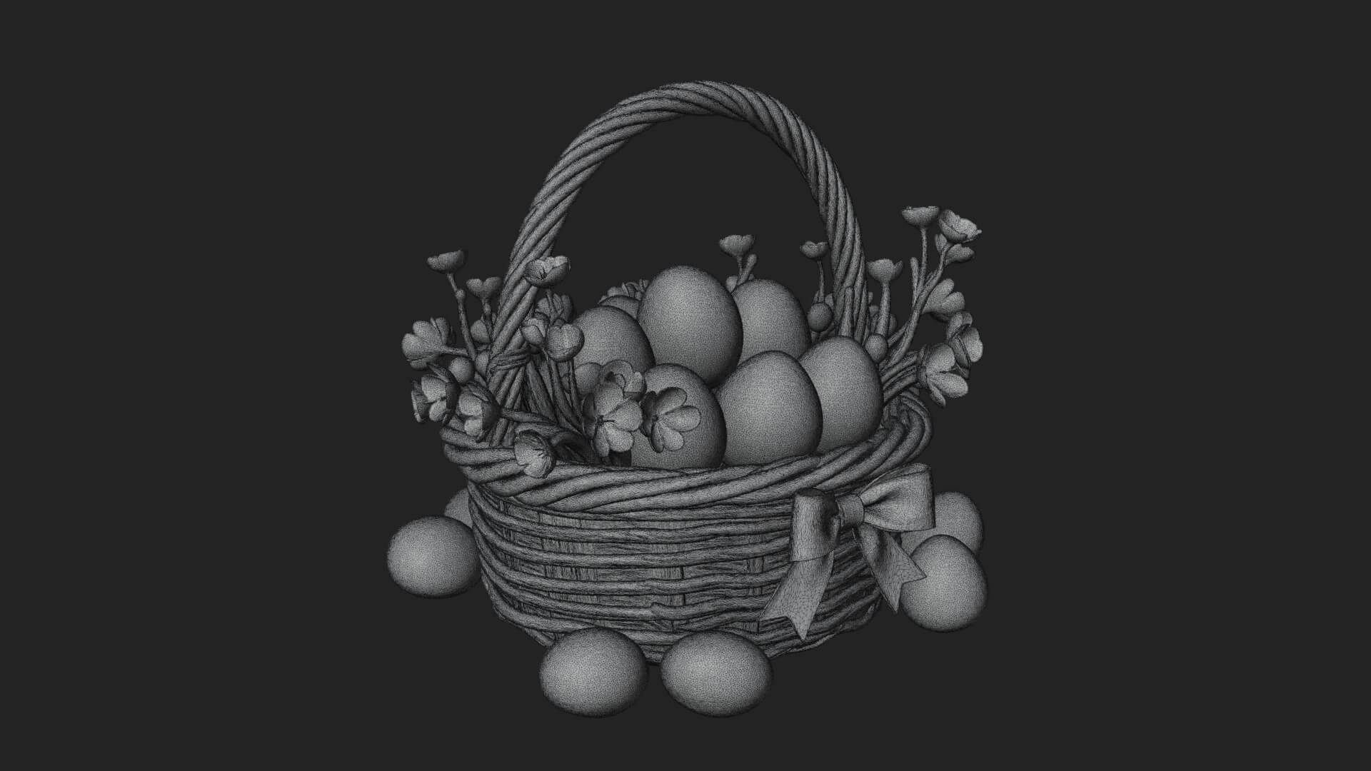 Easter Egg in Basket Ornament Design 3 3D Print Model 3D Model