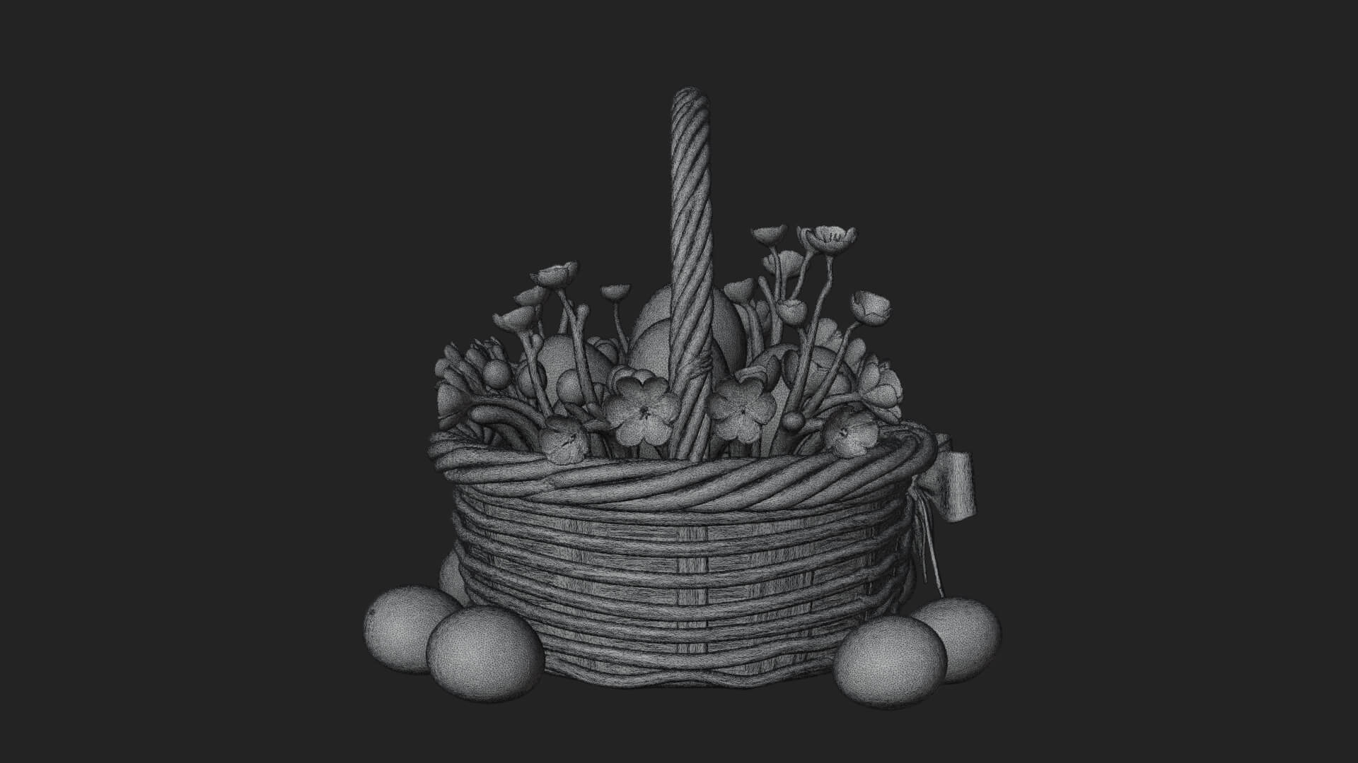 Easter Egg in Basket Ornament Design 3 3D Print Model 3D Model