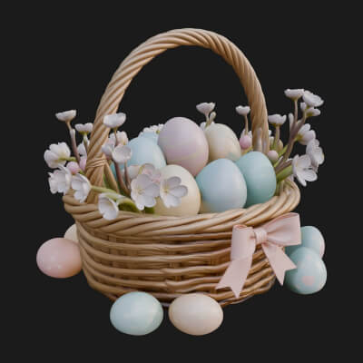 Easter Egg in Basket Ornament Design 3 3D Print Model
