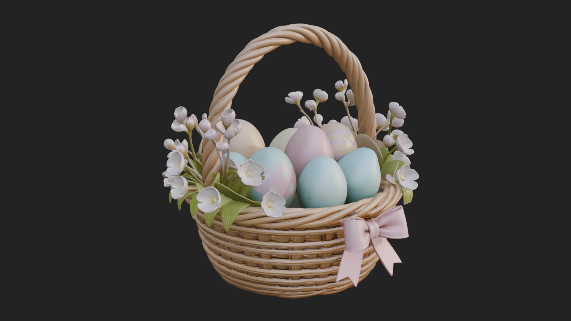 Easter Egg in Basket Ornament Design 4 3D Print Model 3D Model