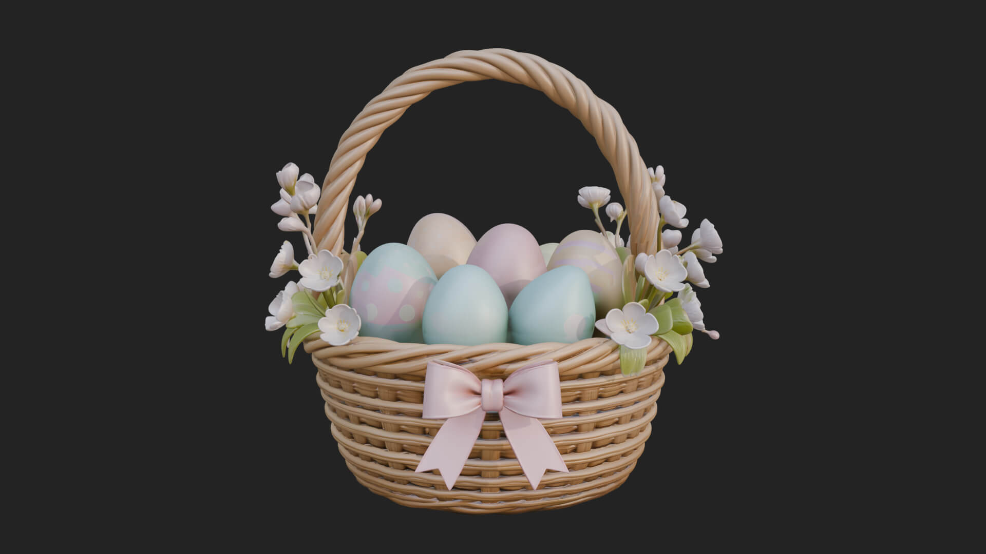 Easter Egg in Basket Ornament Design 4 3D Print Model 3D Model