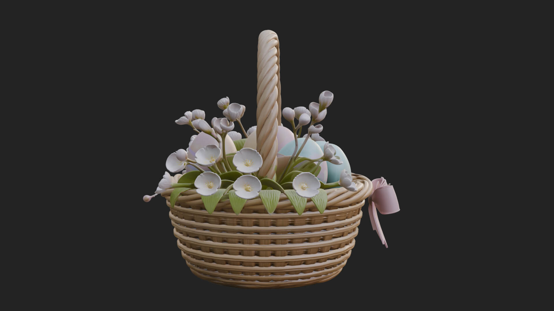 Easter Egg in Basket Ornament Design 4 3D Print Model 3D Model
