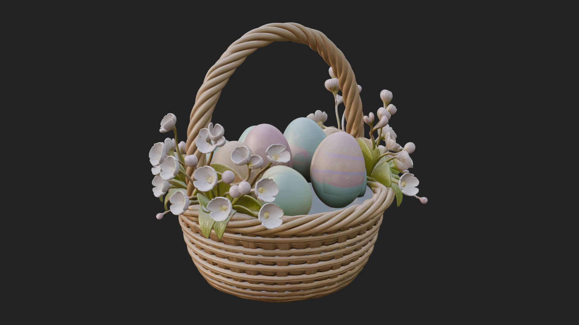 Easter Egg in Basket Ornament Design 4 3D Print Model 3D Model
