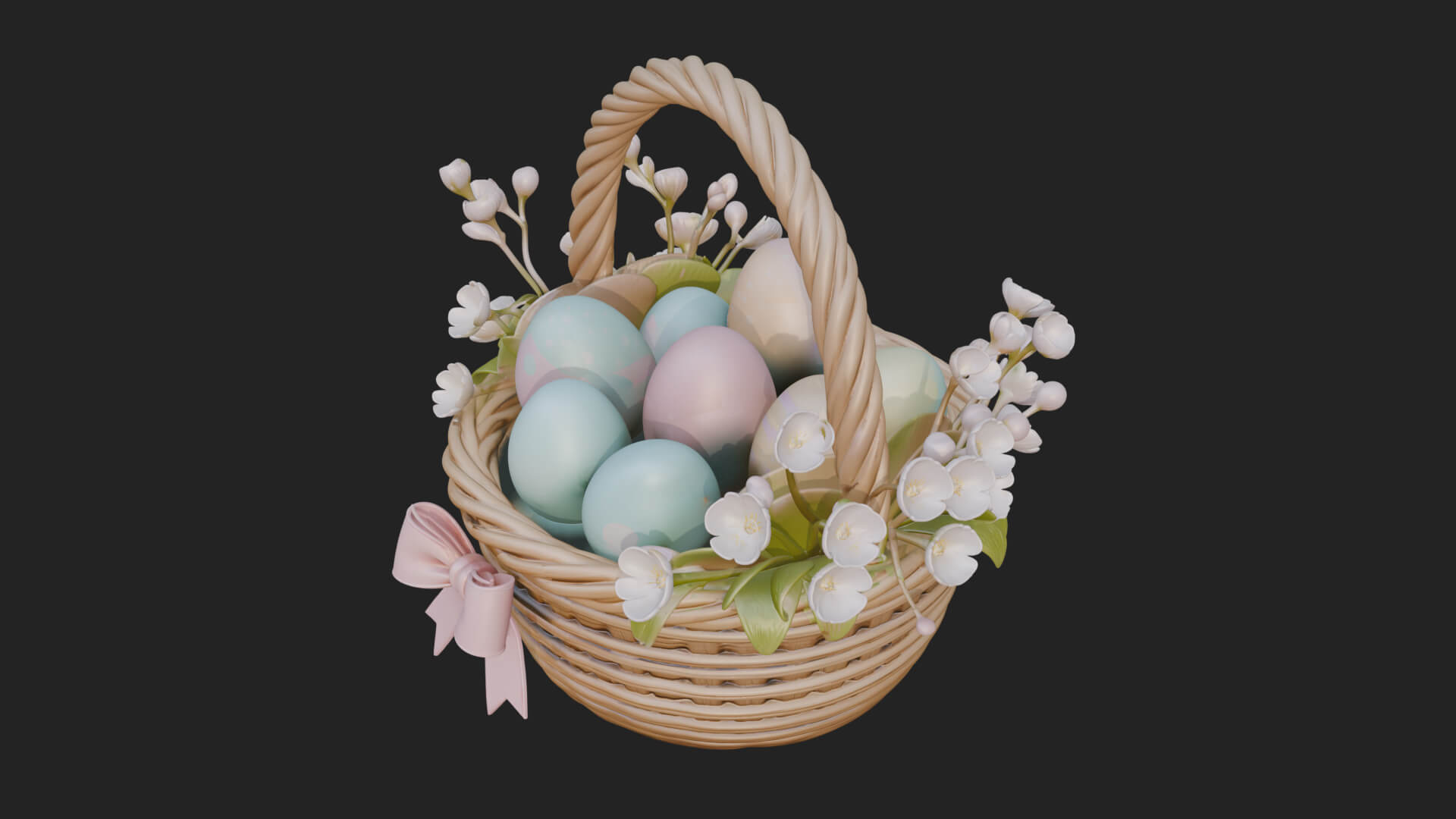 Easter Egg in Basket Ornament Design 4 3D Print Model 3D Model