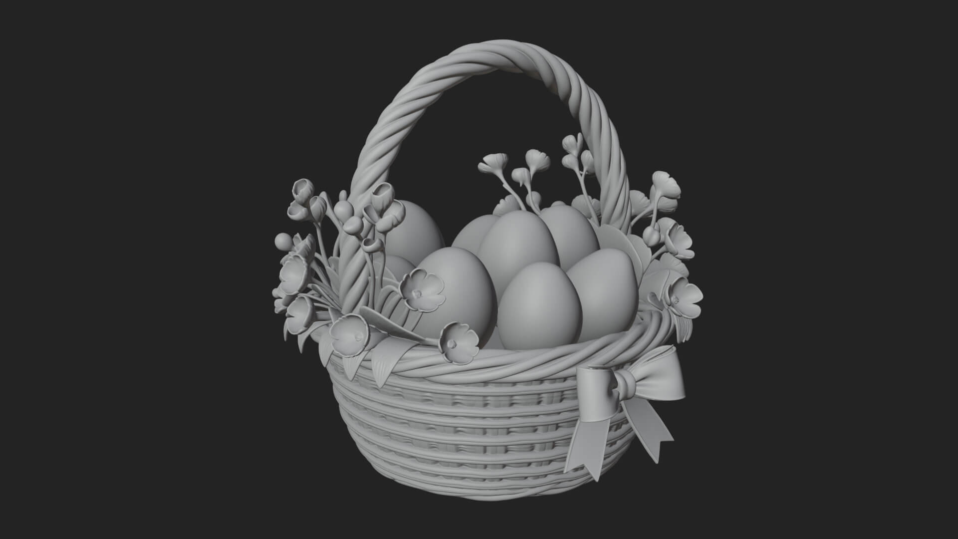 Easter Egg in Basket Ornament Design 4 3D Print Model 3D Model