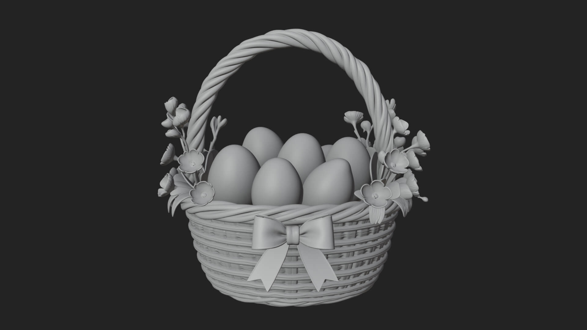 Easter Egg in Basket Ornament Design 4 3D Print Model 3D Model