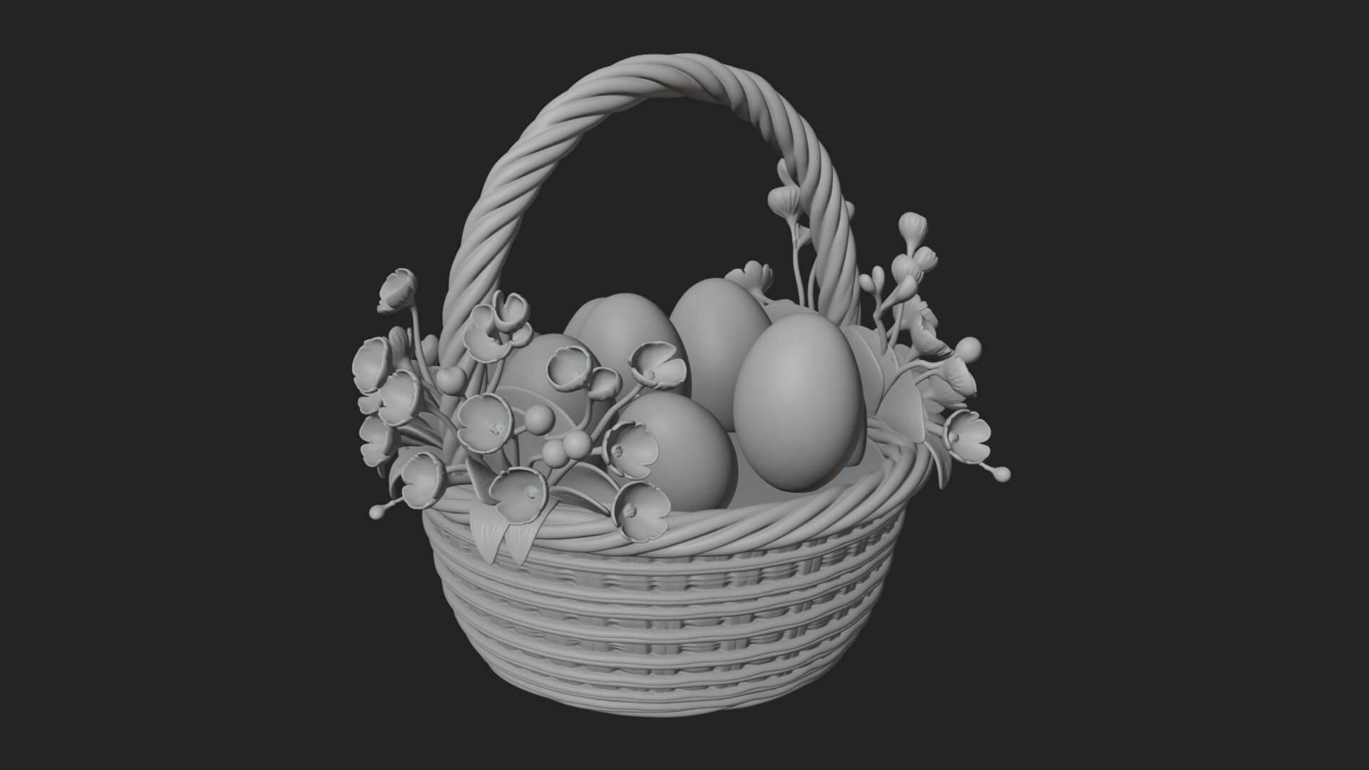 Easter Egg in Basket Ornament Design 4 3D Print Model 3D Model