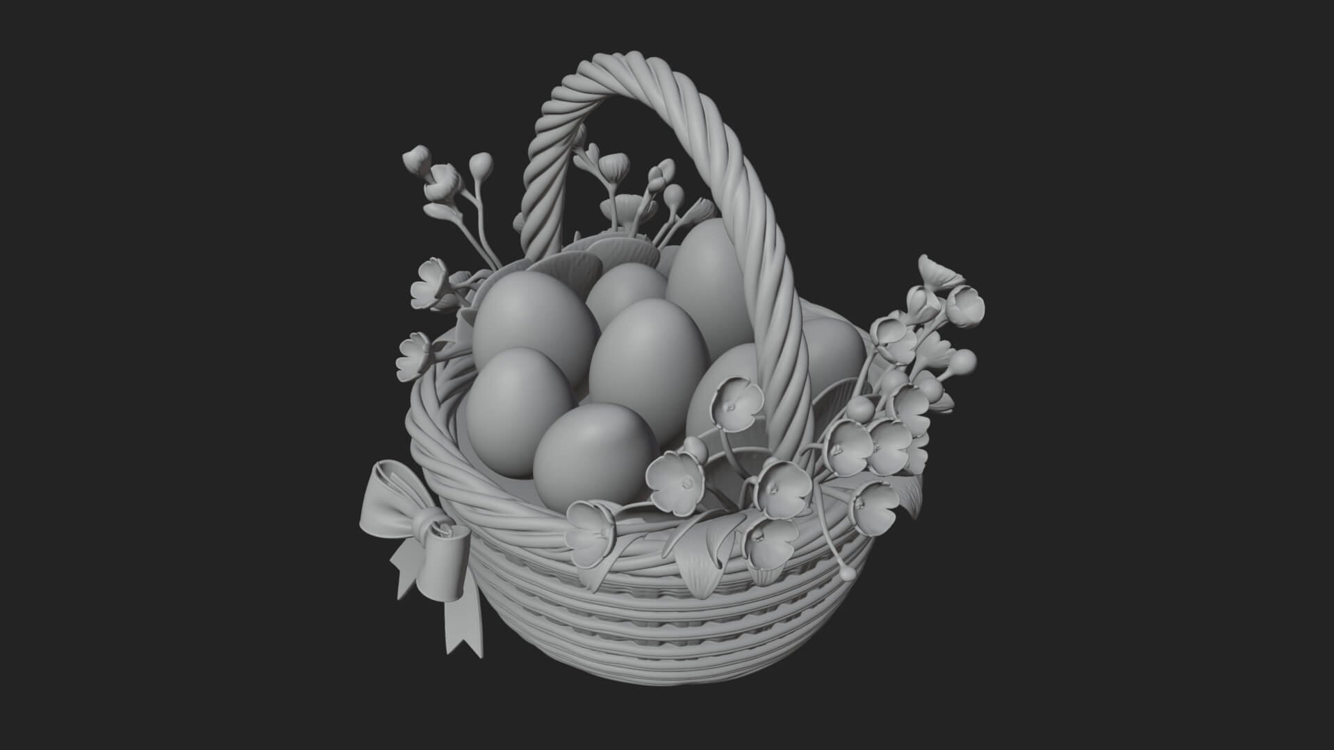 Easter Egg in Basket Ornament Design 4 3D Print Model 3D Model