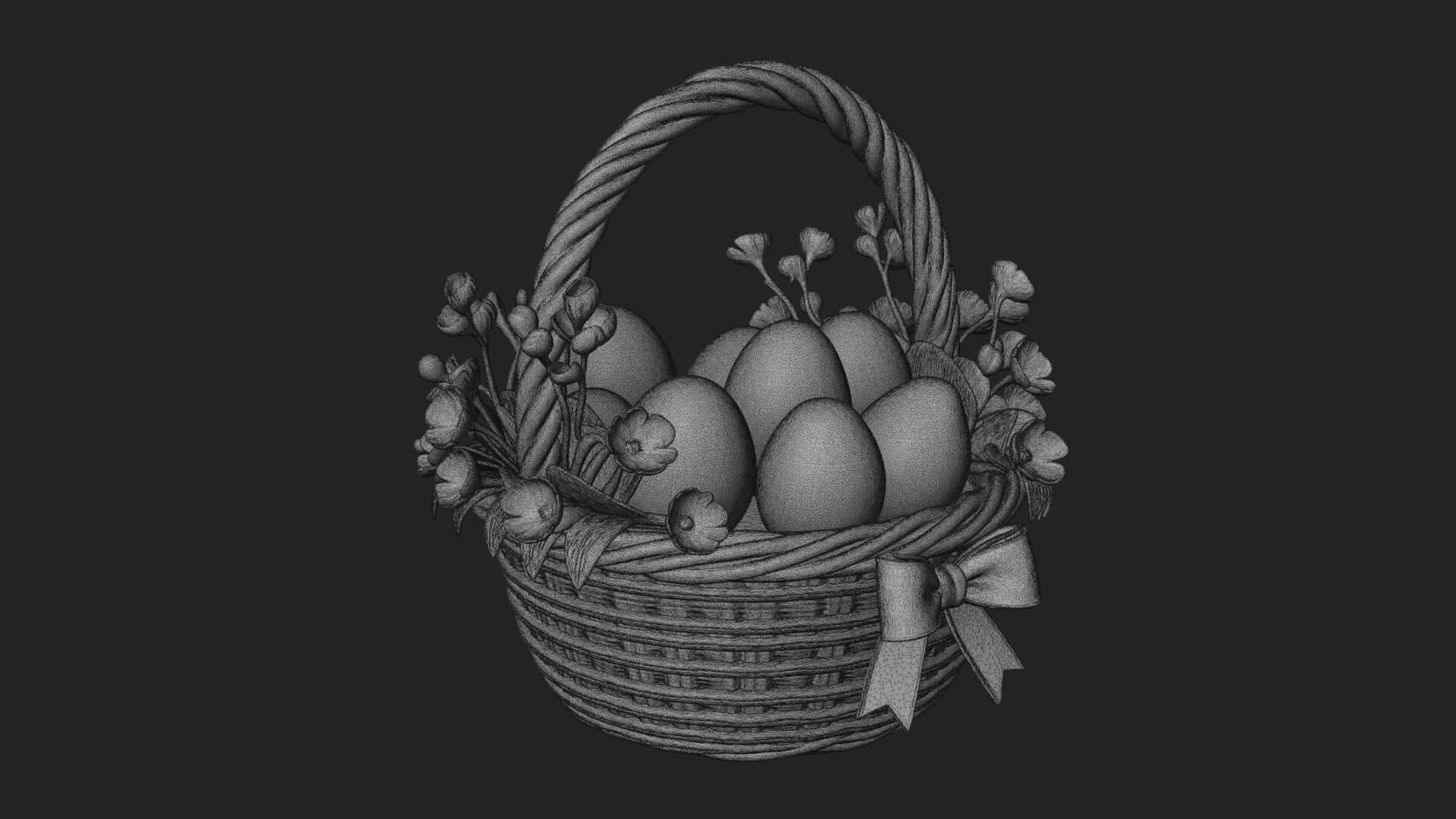 Easter Egg in Basket Ornament Design 4 3D Print Model 3D Model