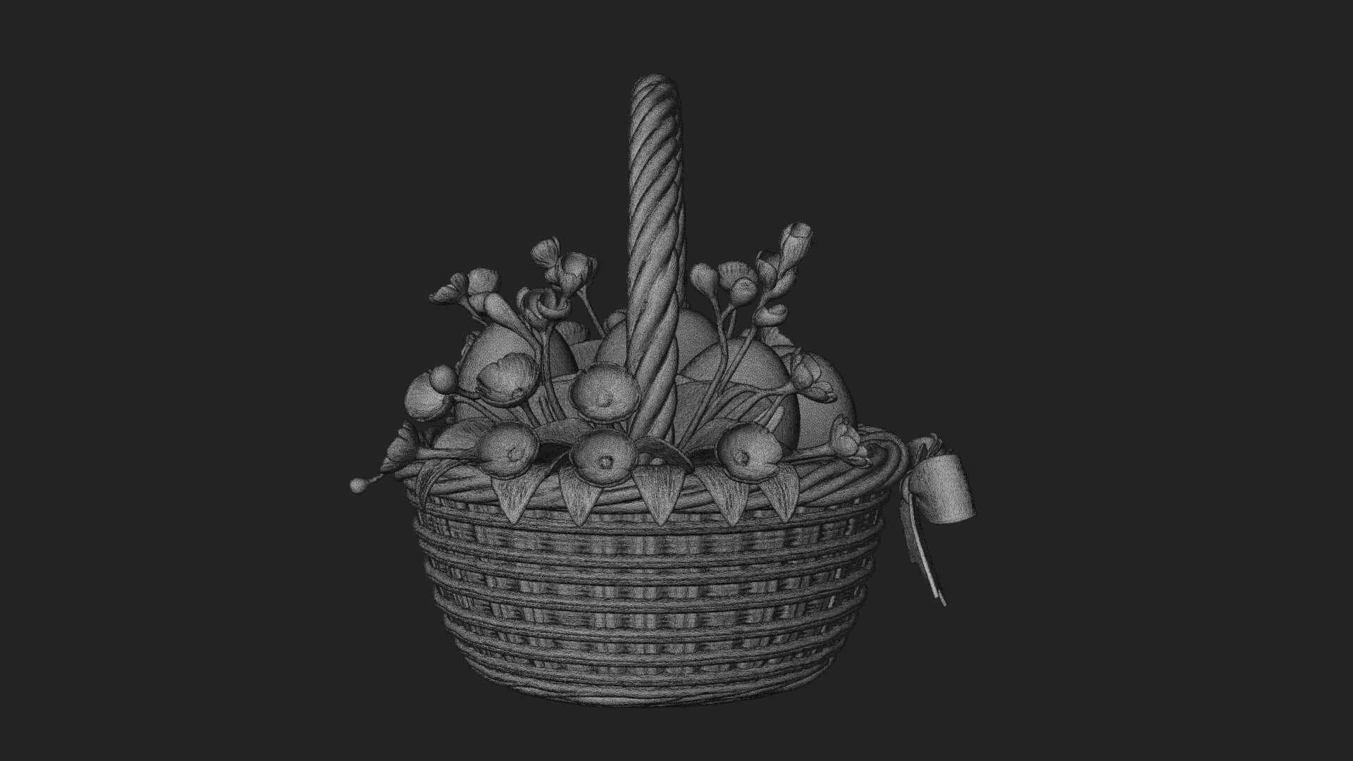Easter Egg in Basket Ornament Design 4 3D Print Model 3D Model