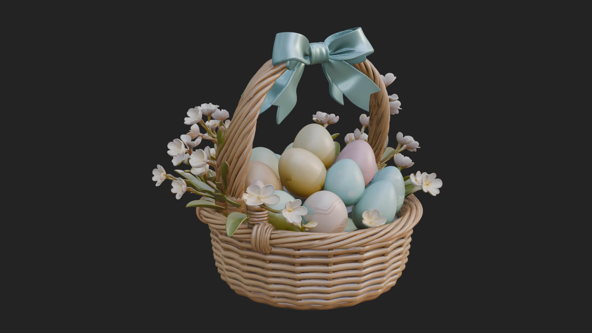 Easter Egg in Basket Ornament Design 5 3D Print Model 3D Model