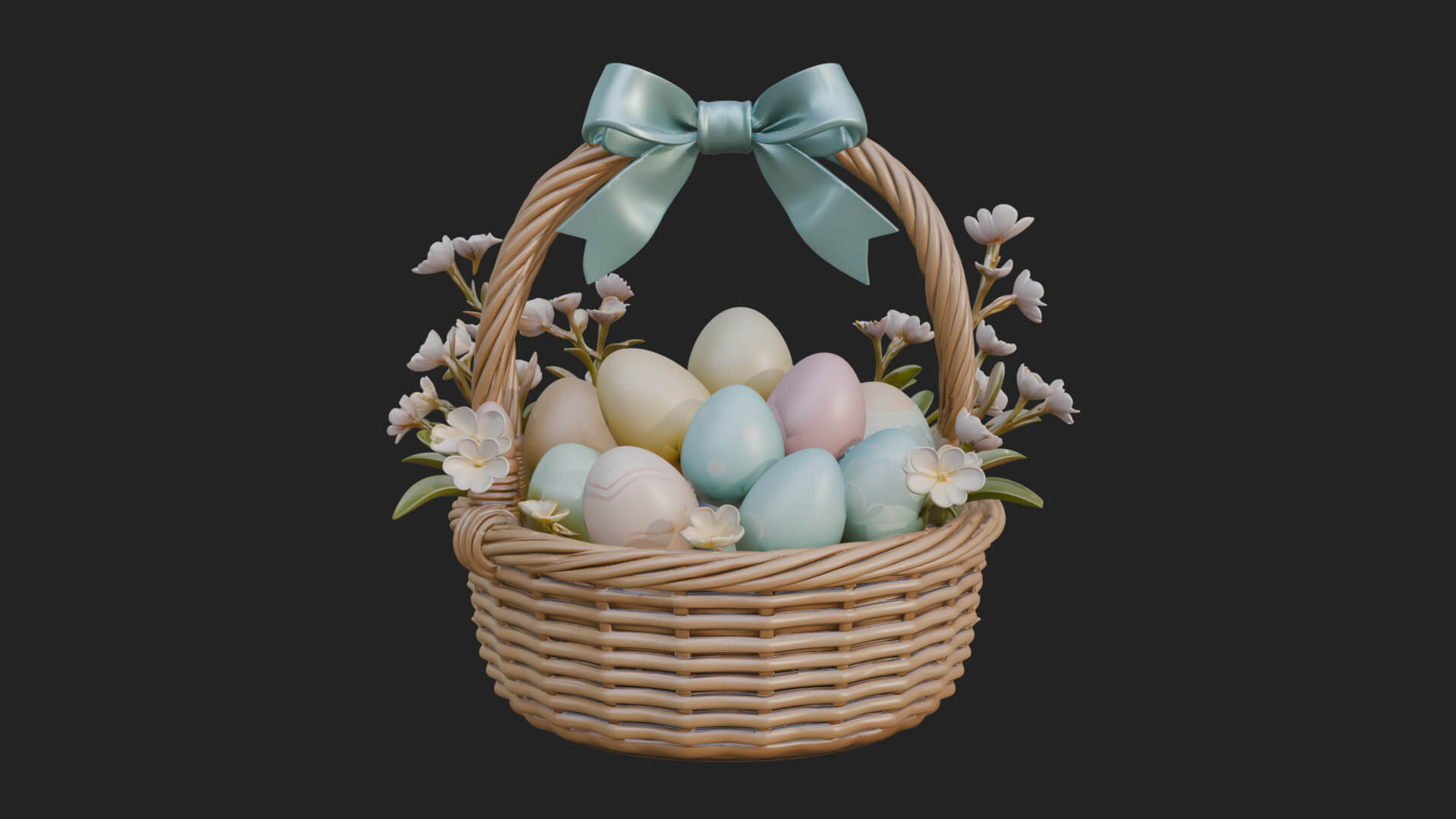 Easter Egg in Basket Ornament Design 5 3D Print Model 3D Model