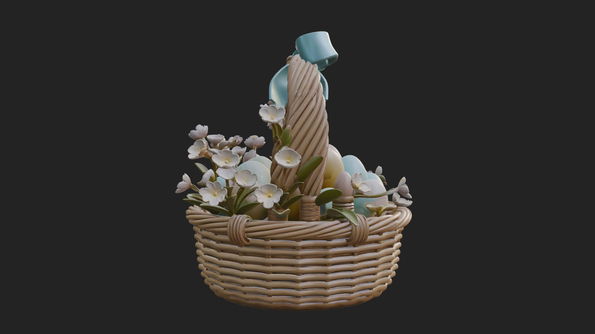 Easter Egg in Basket Ornament Design 5 3D Print Model 3D Model