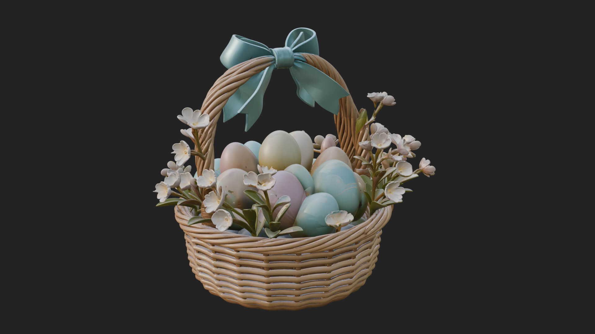 Easter Egg in Basket Ornament Design 5 3D Print Model 3D Model