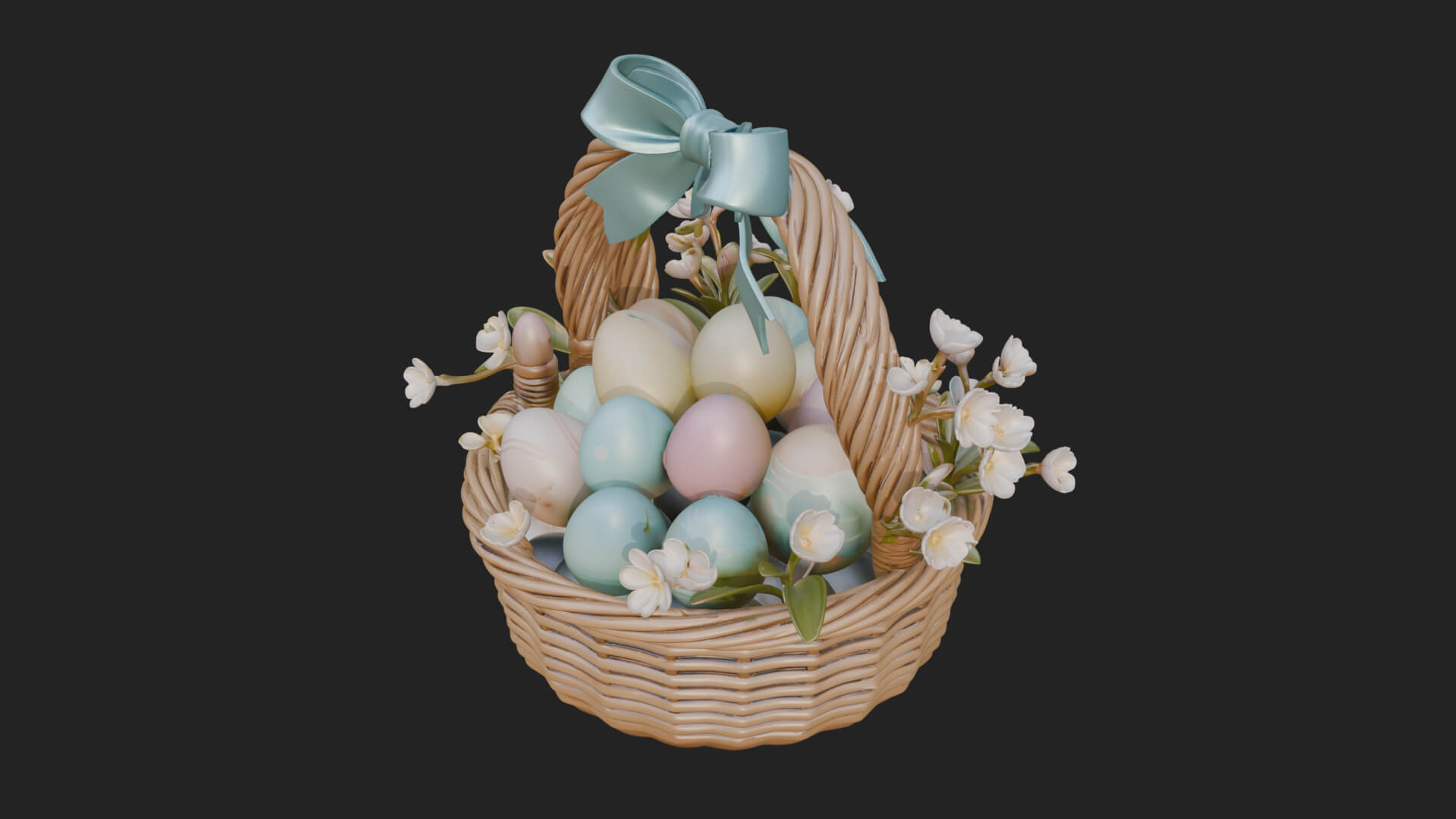 Easter Egg in Basket Ornament Design 5 3D Print Model 3D Model