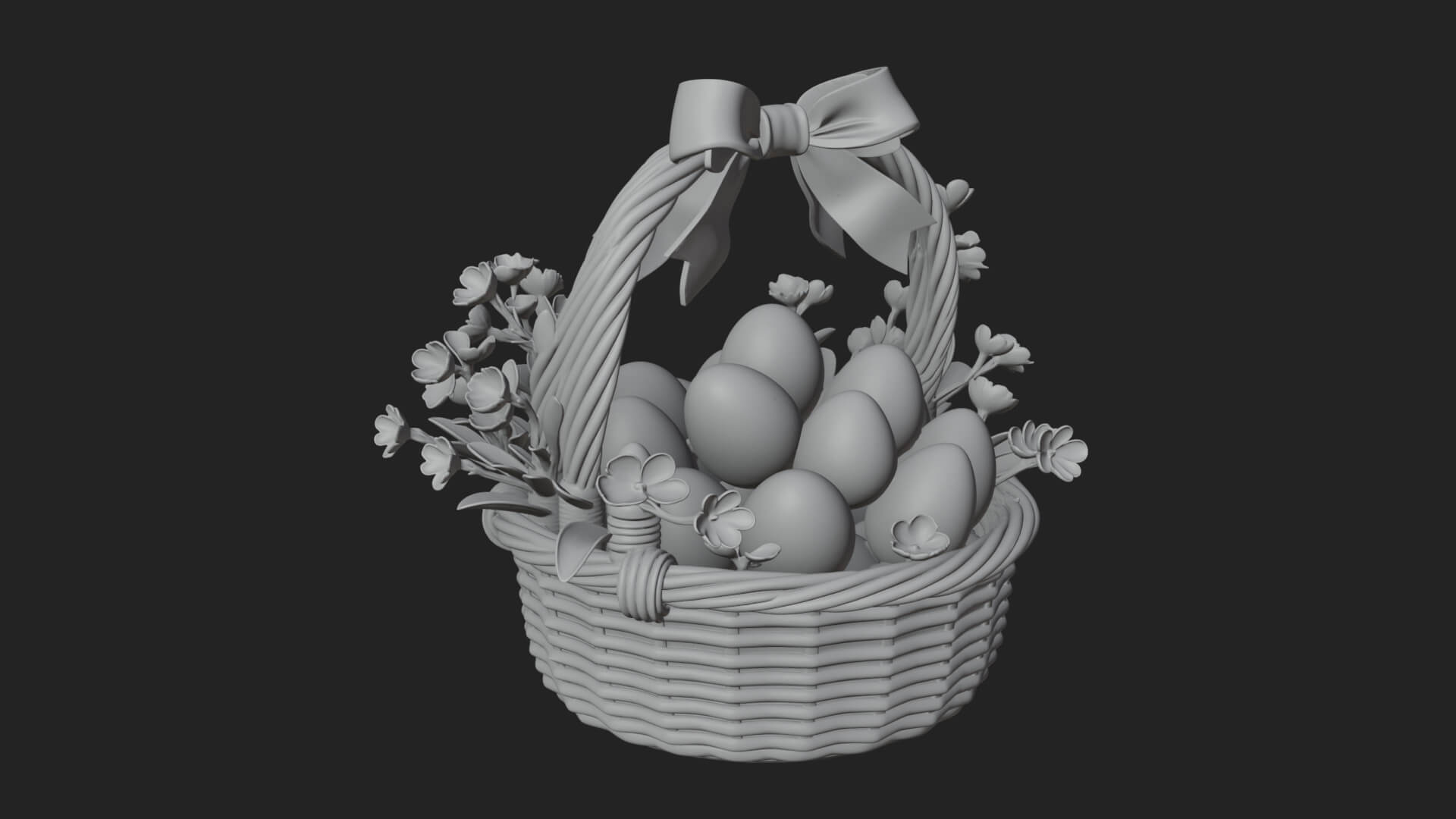 Easter Egg in Basket Ornament Design 5 3D Print Model 3D Model