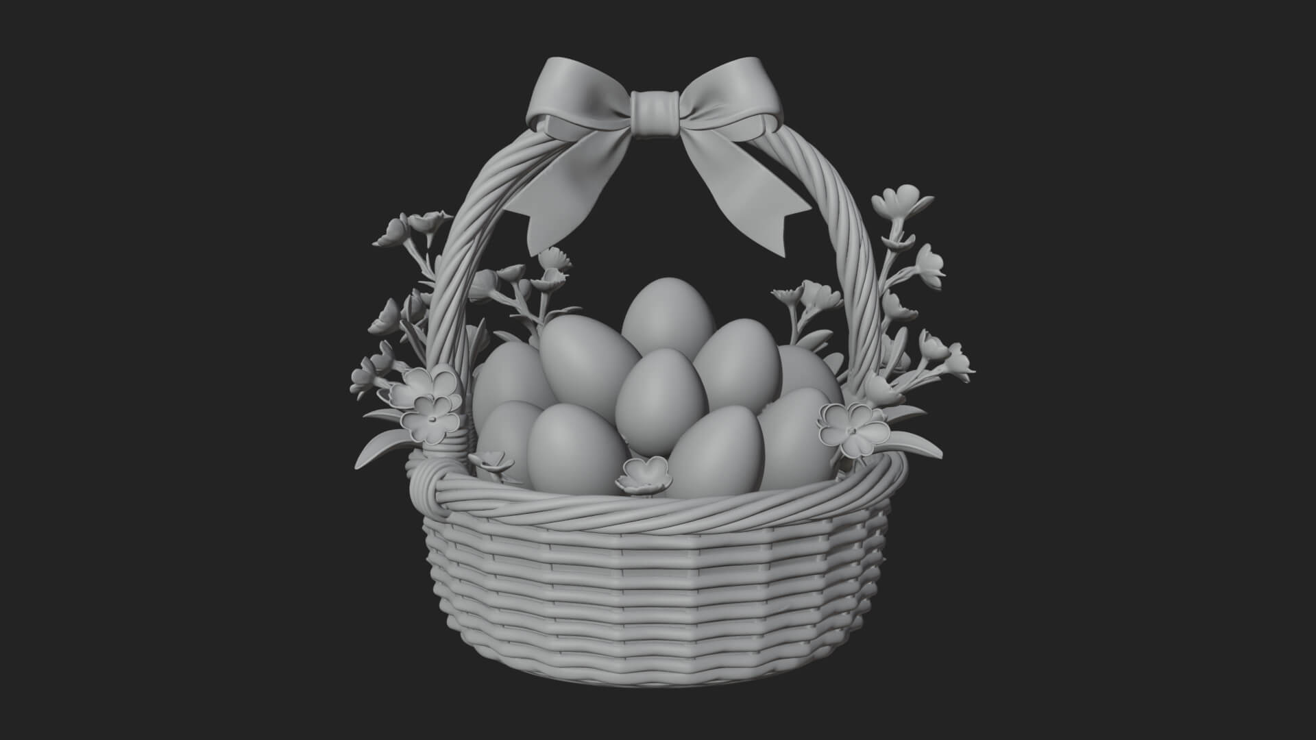 Easter Egg in Basket Ornament Design 5 3D Print Model 3D Model