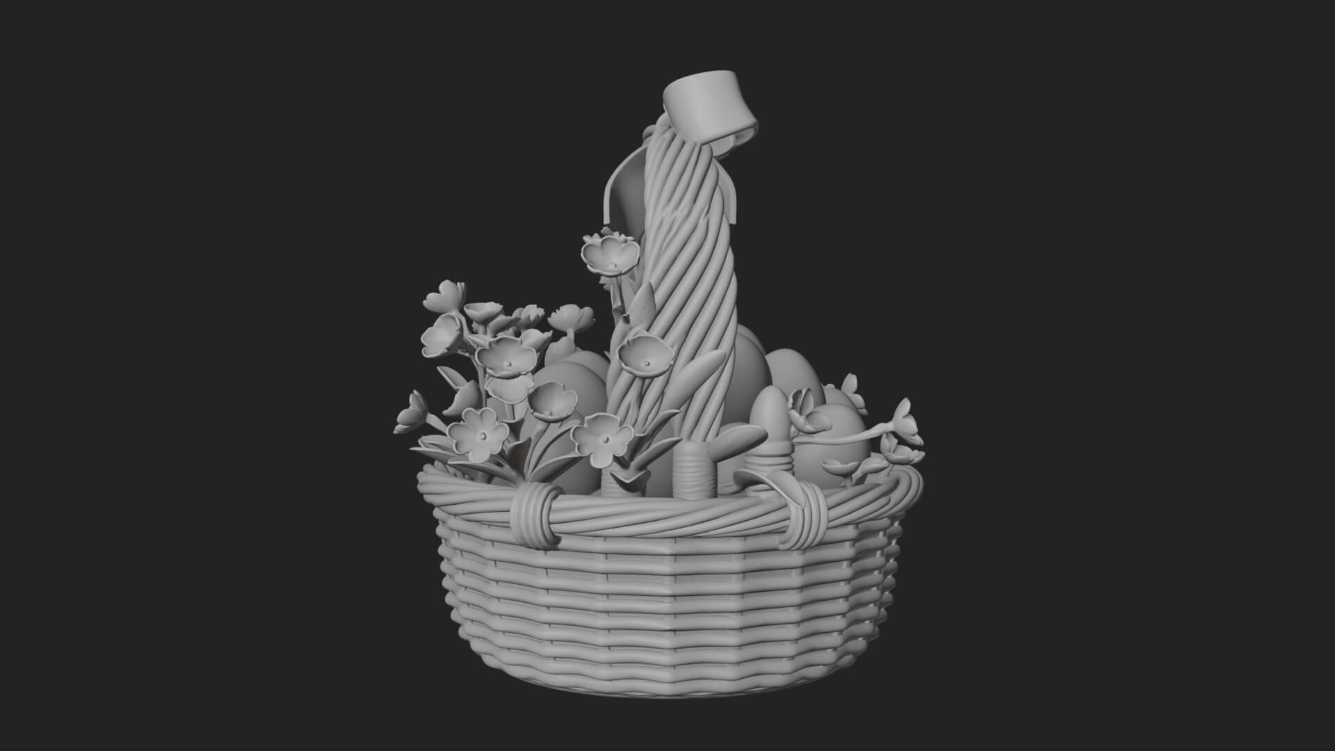 Easter Egg in Basket Ornament Design 5 3D Print Model 3D Model