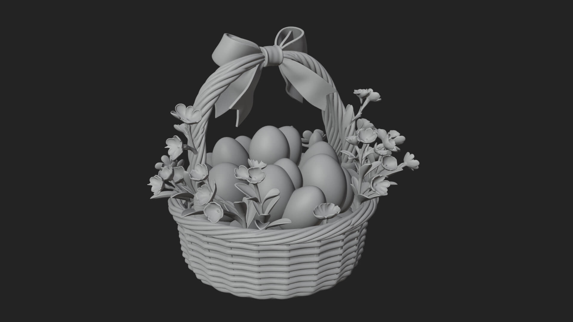 Easter Egg in Basket Ornament Design 5 3D Print Model 3D Model