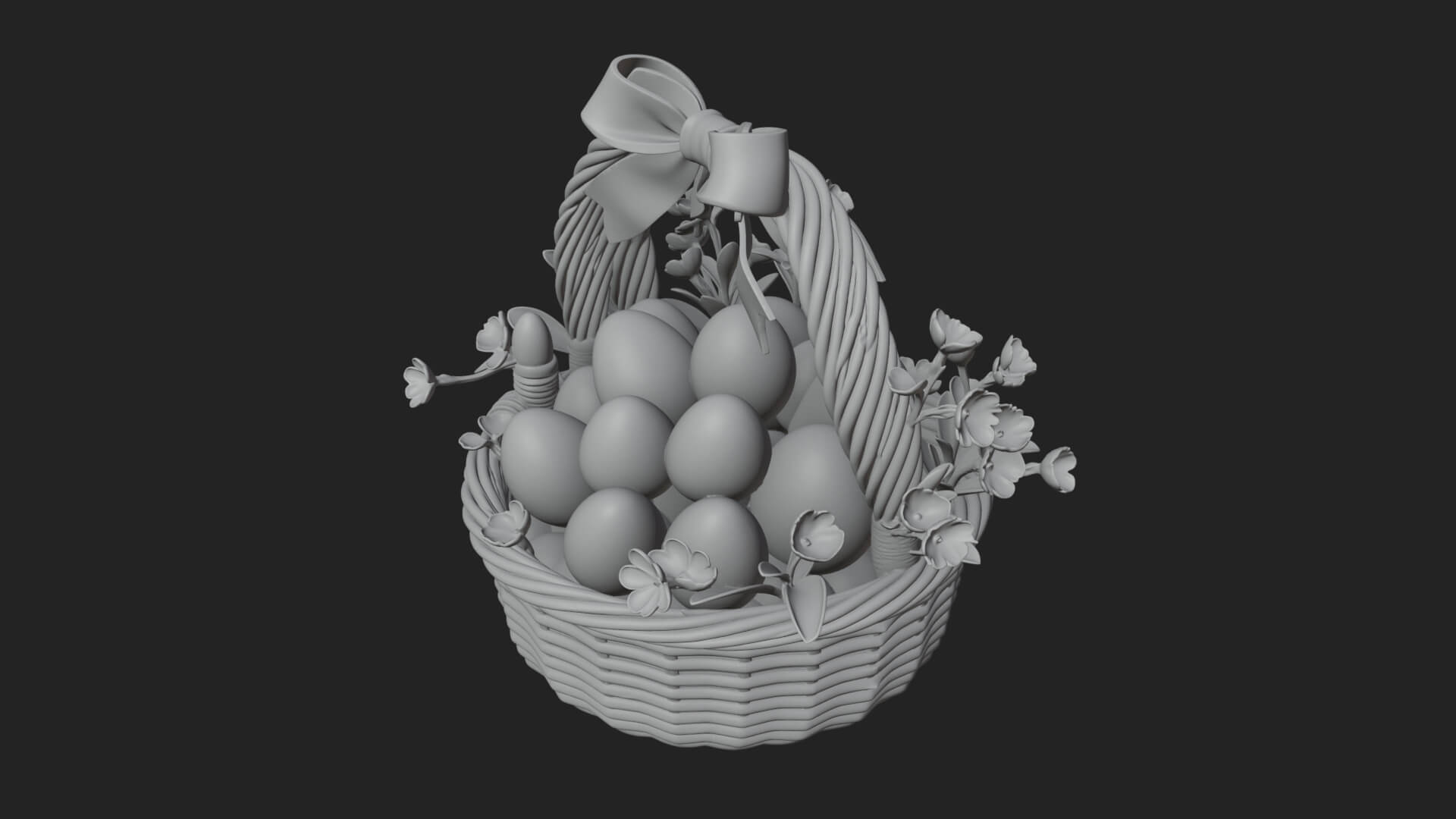 Easter Egg in Basket Ornament Design 5 3D Print Model 3D Model