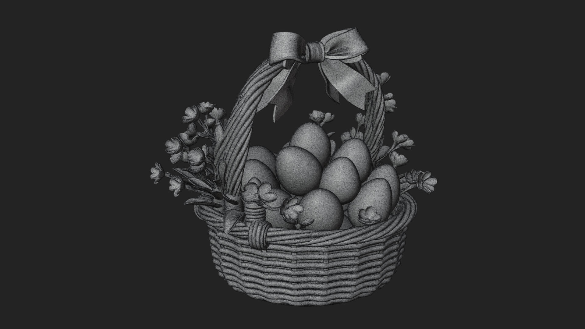 Easter Egg in Basket Ornament Design 5 3D Print Model 3D Model