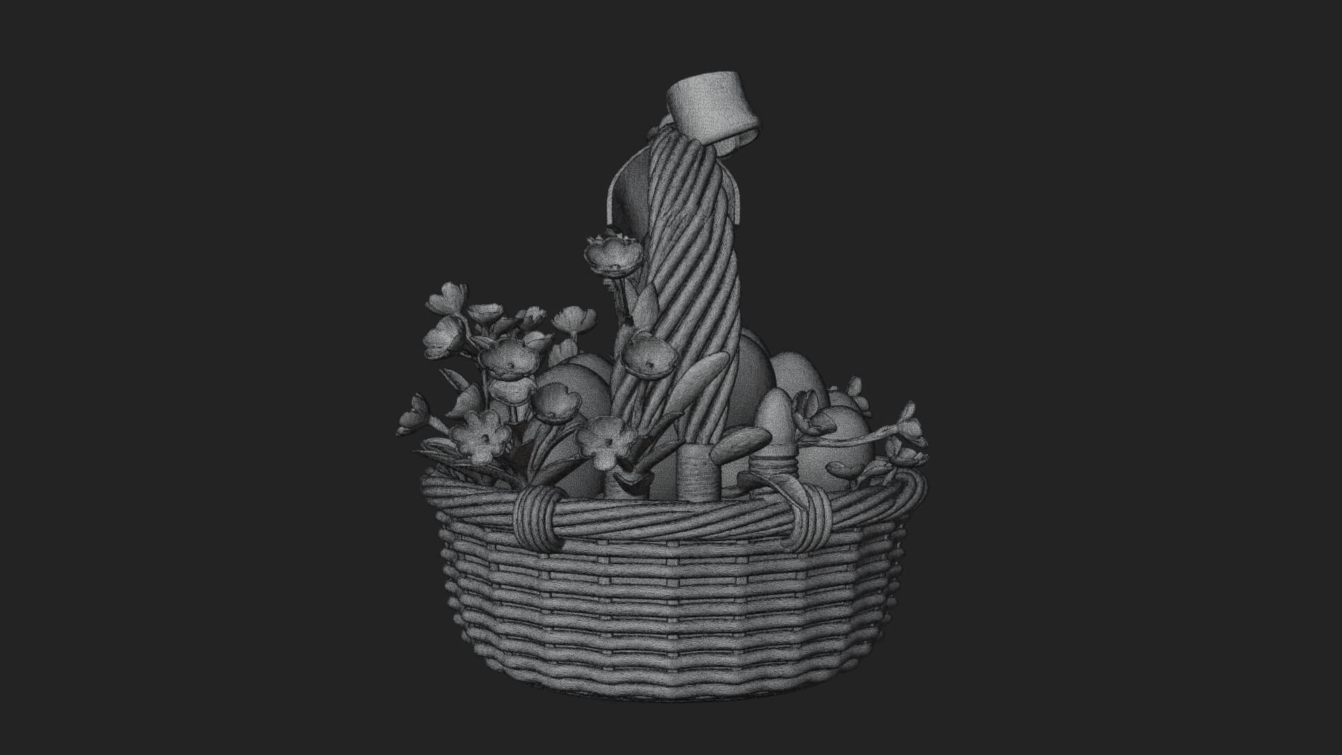 Easter Egg in Basket Ornament Design 5 3D Print Model 3D Model
