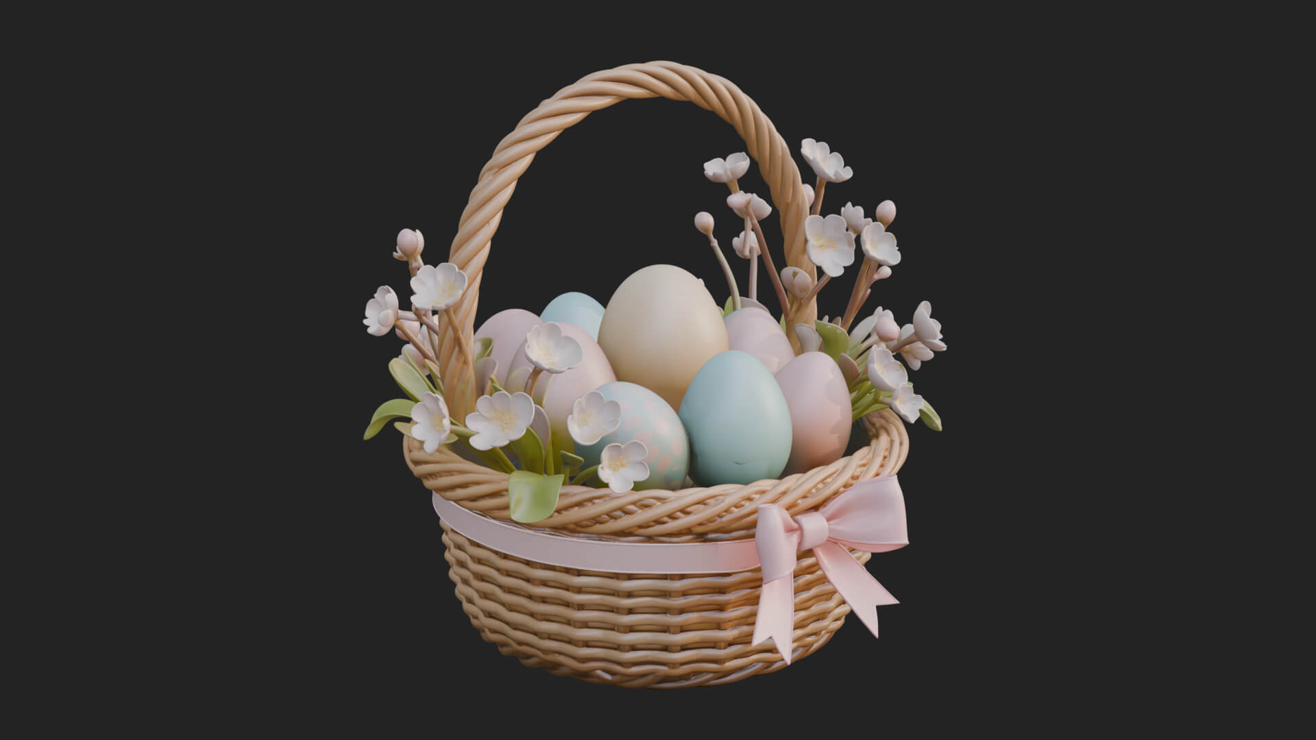 Easter Egg in Basket Ornament Design 6 3D Print Model 3D Model