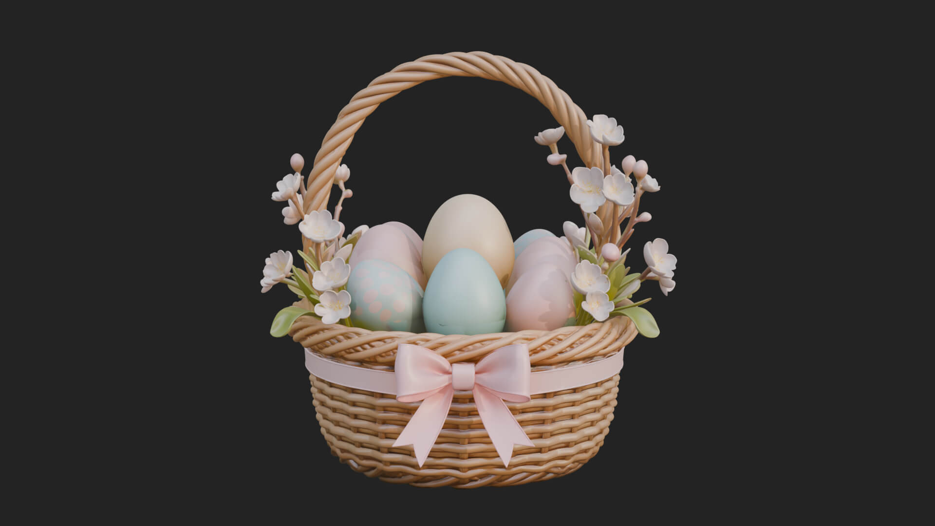 Easter Egg in Basket Ornament Design 6 3D Print Model 3D Model