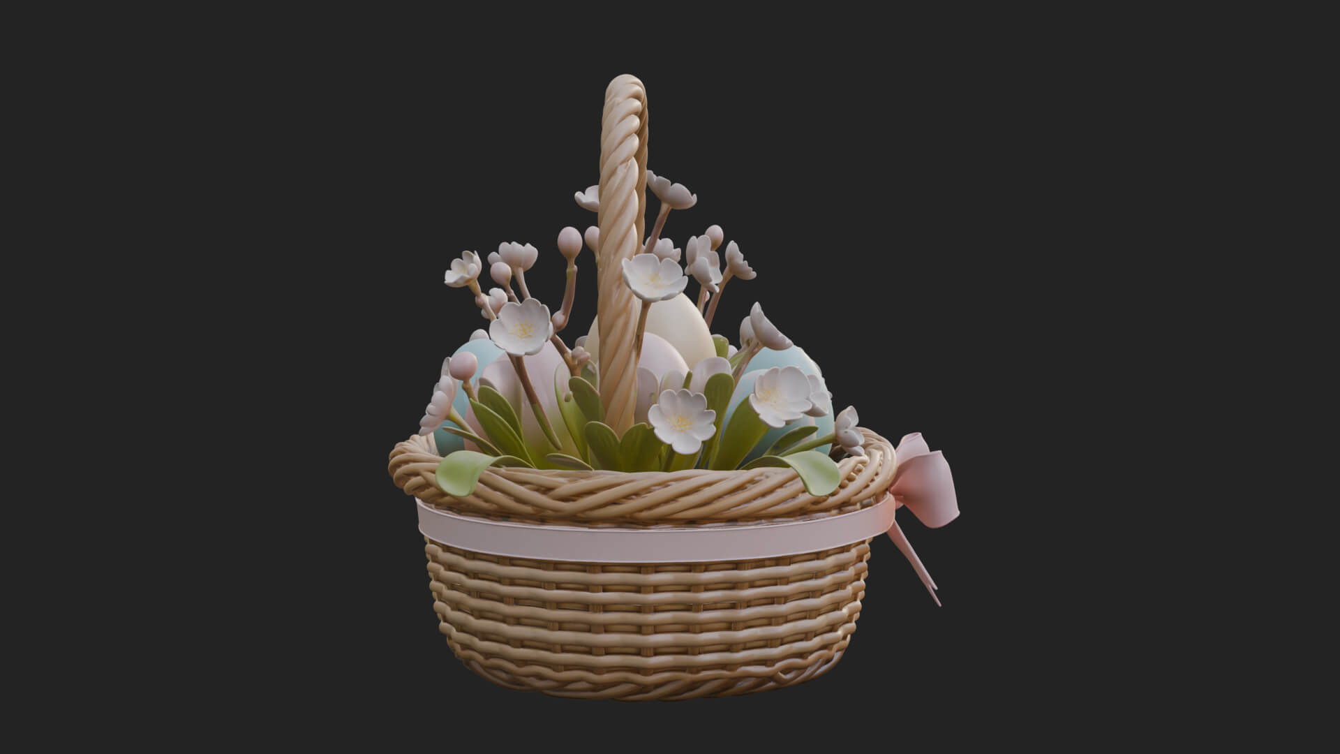 Easter Egg in Basket Ornament Design 6 3D Print Model 3D Model