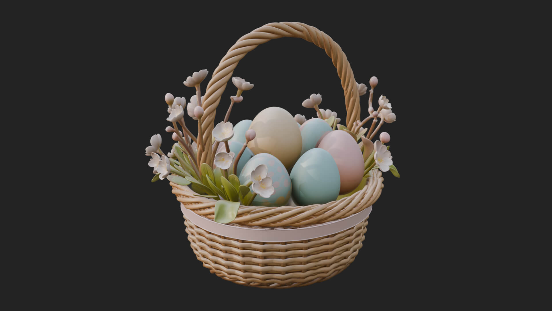 Easter Egg in Basket Ornament Design 6 3D Print Model 3D Model
