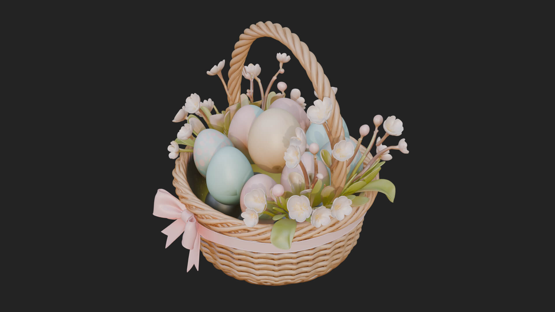 Easter Egg in Basket Ornament Design 6 3D Print Model 3D Model