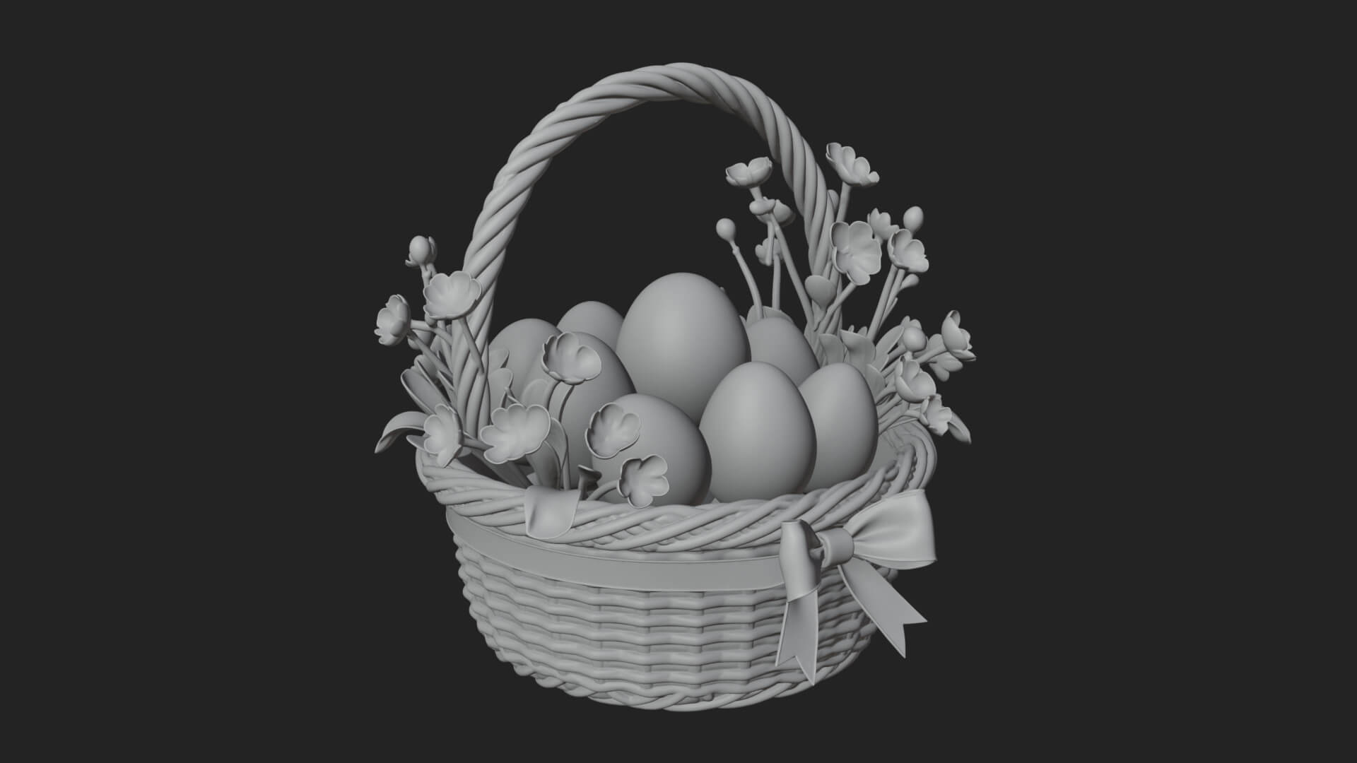 Easter Egg in Basket Ornament Design 6 3D Print Model 3D Model