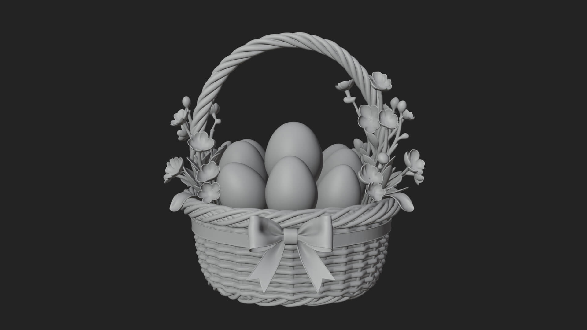 Easter Egg in Basket Ornament Design 6 3D Print Model 3D Model