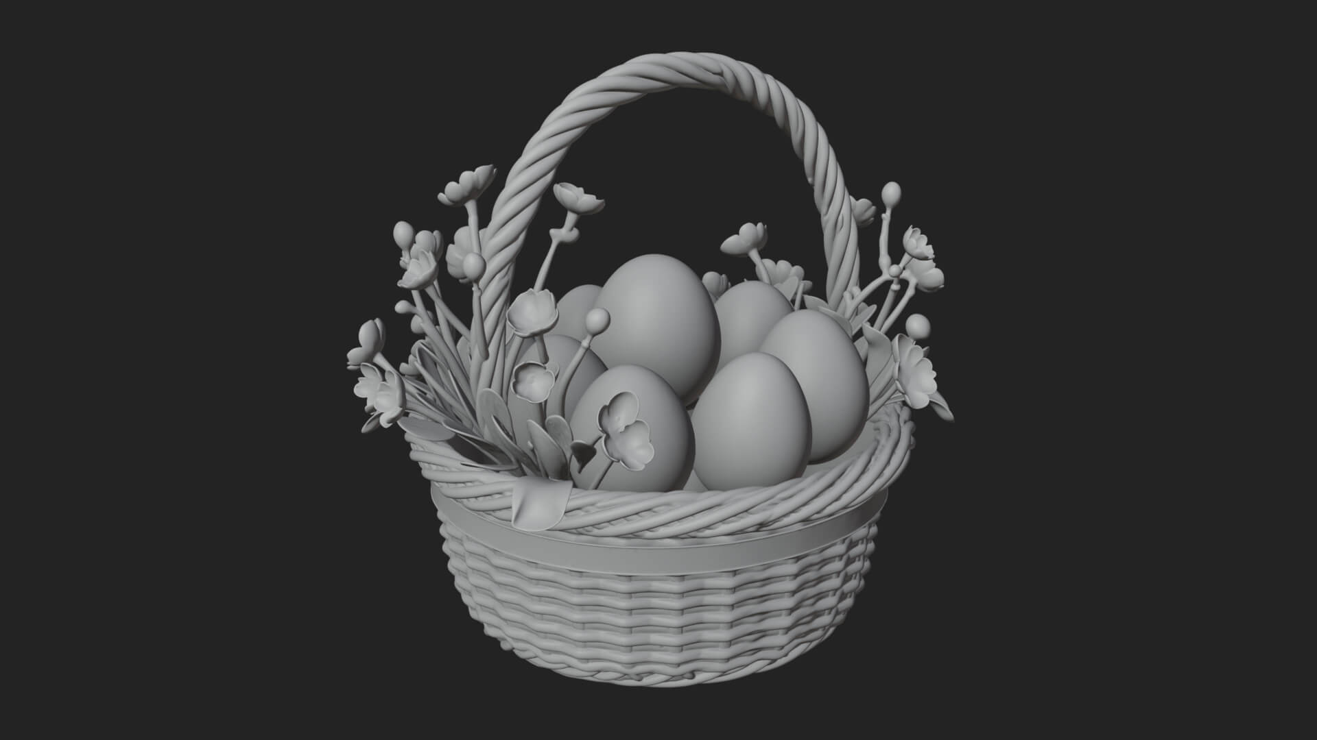 Easter Egg in Basket Ornament Design 6 3D Print Model 3D Model