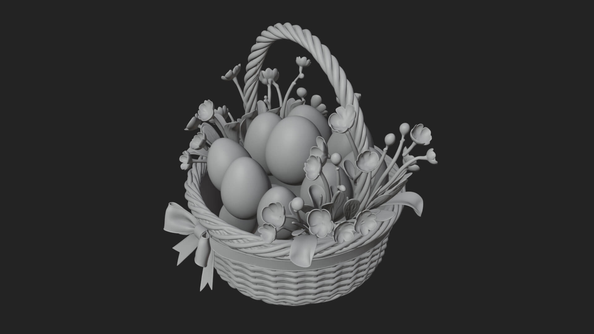 Easter Egg in Basket Ornament Design 6 3D Print Model 3D Model